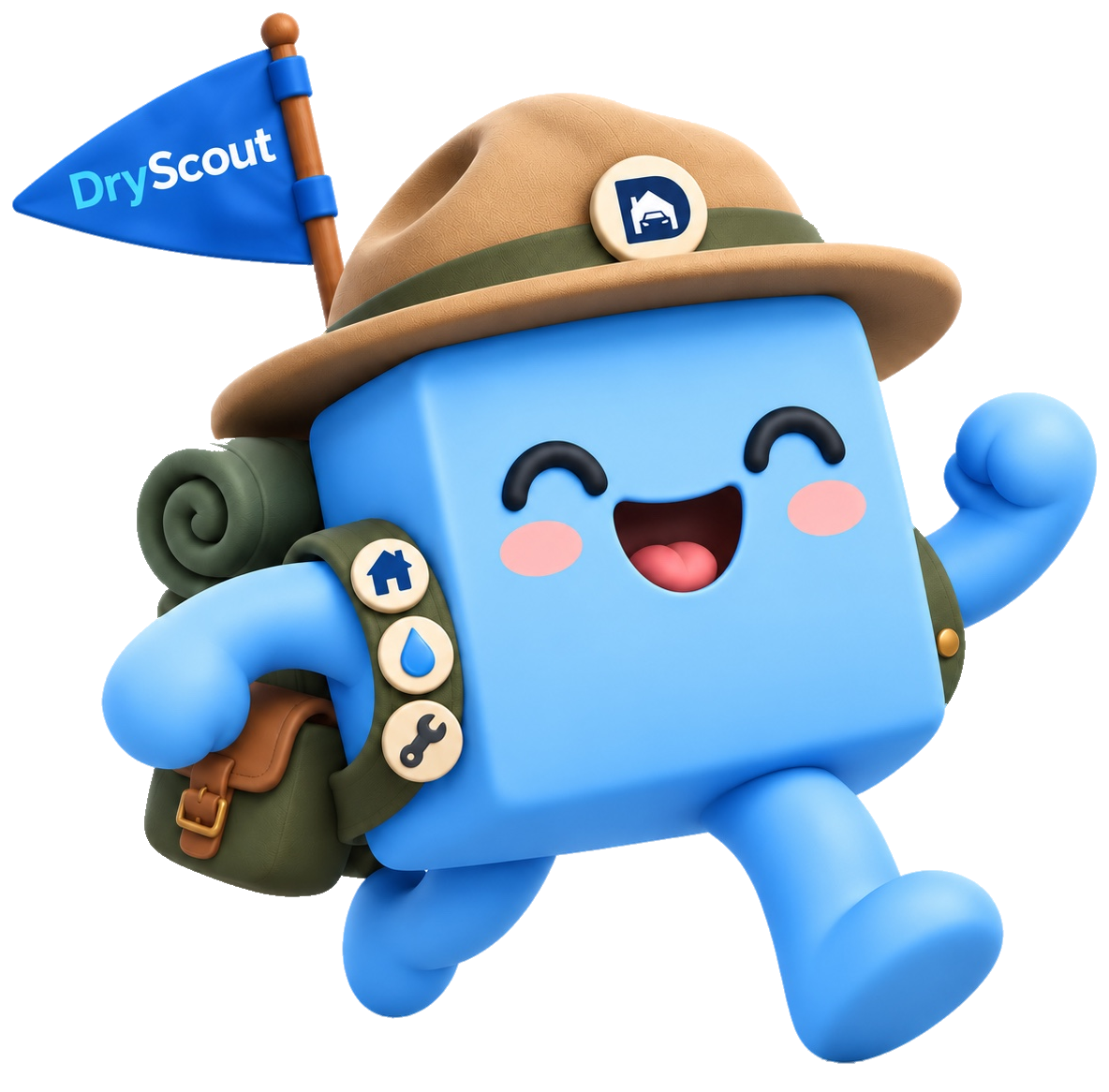 Jax, the DryScout scout, running with the DryScout flag