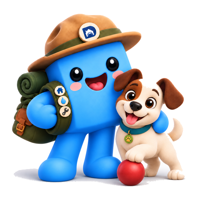 Jax, the DryScout scout, with a puppy